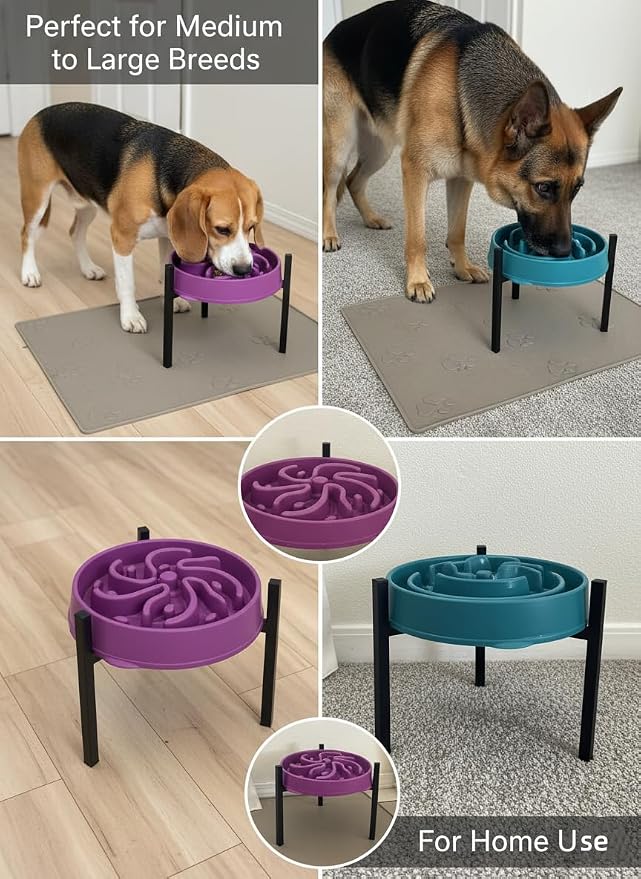 Adjustable Width Dog Bowl Holder - Single Bowl Feeder for Medium to Large Breed Dogs, fits Bowls from 8-11 inches, Sturdy Metal Construction, Ergonomic Design (Bowl not Included) (2Pack)
