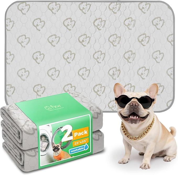 FXW Washable Pee Pads for Dogs, Super Absorbent, 23" x 35", 2 Packs | Machine washable, Non-slip backing