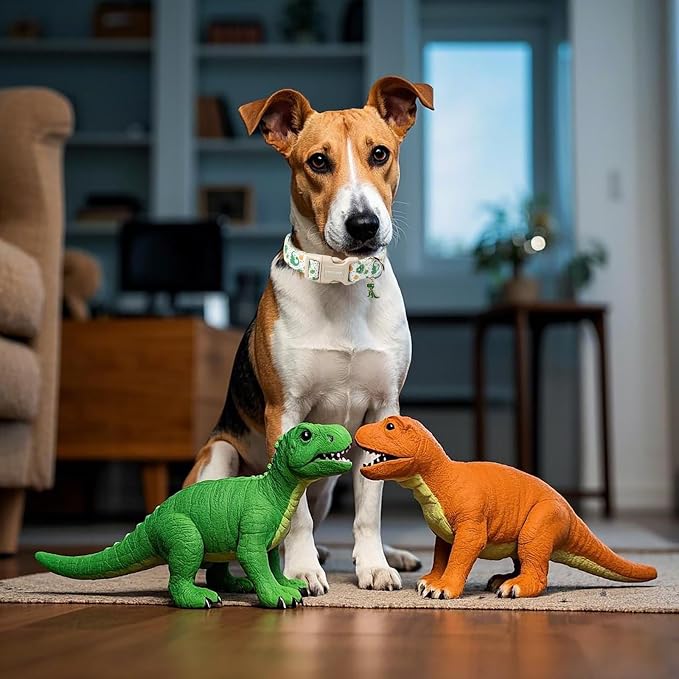 DOGWONG Dinosaur Dog Collar- Cute Summer Dog Collars Adjustable Designer Puppy Dinosaur Dog Collar for Boy Male Small Medium Large Dogs L
