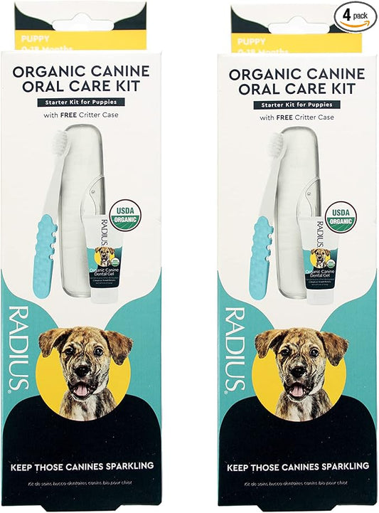 RADIUS USDA Organic Dental Solutions Puppy Kit 2 Units, Kit Includes 1 Dog Toothbrush & 1 0.8oz Toothpaste, Ultra Soft Bristle & Non Toxic Toothpaste for Dogs, Designed to Clean Teeth, Xylitol Free