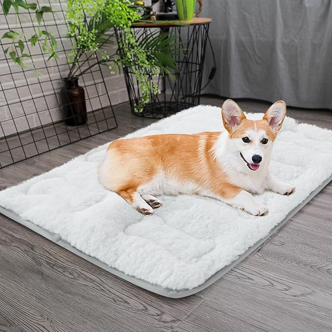 Dog Bed Crate Mat(30" X 19"), Soft Plush Dog Bed Pad | Machine Washable Crate Pad, Sleeping Mat with Anti Slip Bottom