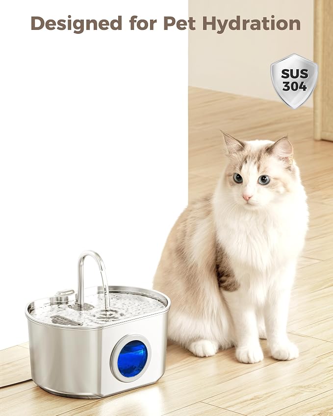 Neareal Cat Water Fountain Replacement Filters & Pre-Filter Sponges Compatible with 74oz/2.2L Stainless Steel Pet Fountain (12 Filters & 12 Sponges)
