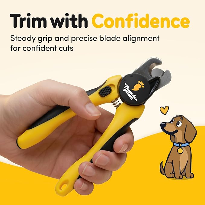 LED Dog Nail Clippers with Light Illumination, Trimmers with Protective Guard, Safety Lock and Nail File - Suitable for Large and Small Dogs & Cats (Yellow)