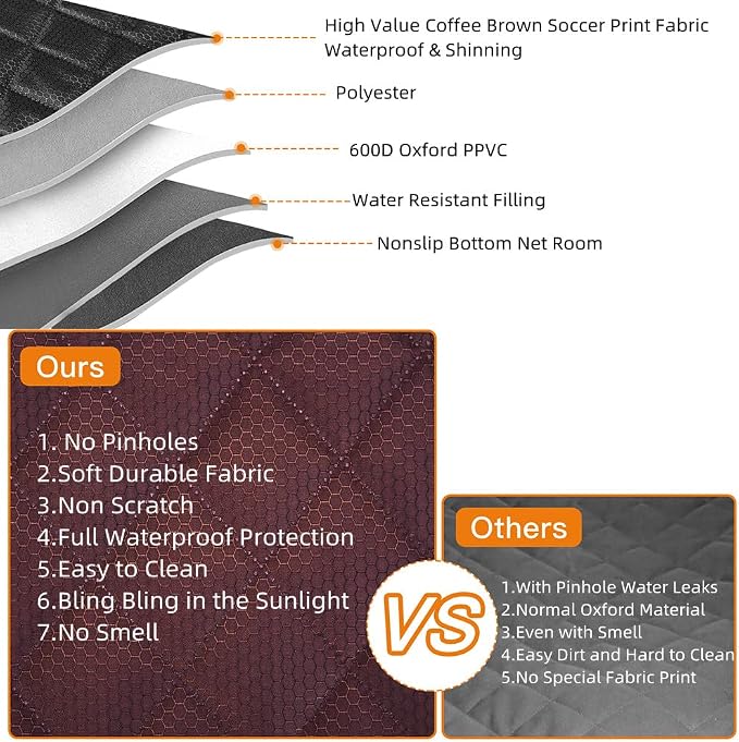ANOSOSPECIAL Dog Car Seat Cover for Back Seat Cover for Kids,Non Stick Fur Rear Seat Protector for Pet,Nonslip Waterproof Universal Fit Interior for Auto SUV(XL, Coffee Brown)