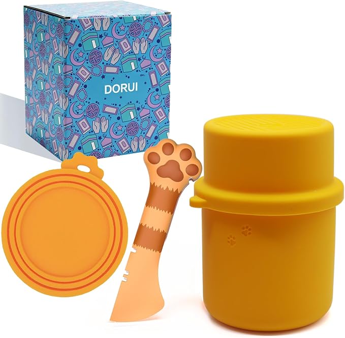 Original Canned Dog Food Storage Container | Silicone Can Cover Pet Food Sealer | BPA Free, Airtight, Dishwasher & Freezer Safe (Orange)