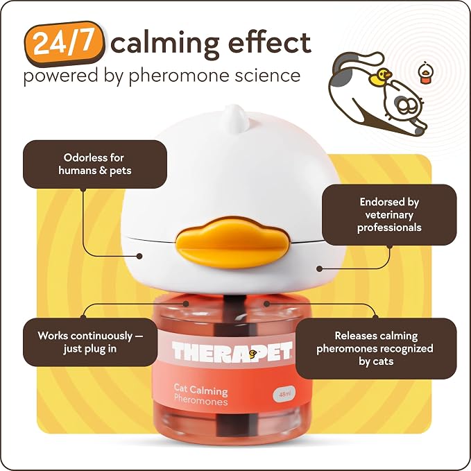 TherapetMD 2-Pack 120-Days Cat Calming Diffuser Kits - Dual-Pheromone Cat Diffusers for Stress, Pee Spraying, Fighting, Aggression, Meowing & Scratching – 2 Diffusers + 120-Days Refills - Box May Vary