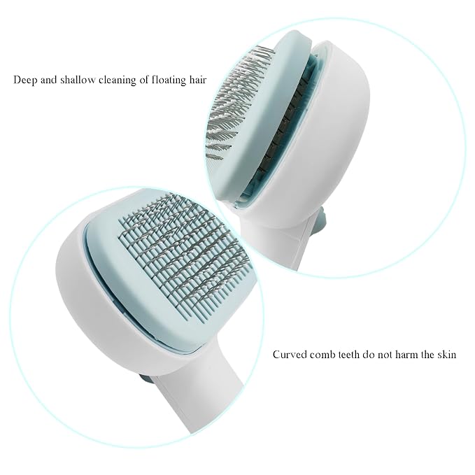 Self Cleaning Slicker Brush for Dogs & Cats - Deshedding Brush with Adjustable Release Button, Gentle Massaging Grooming Tool for Long & Short Haired Pets