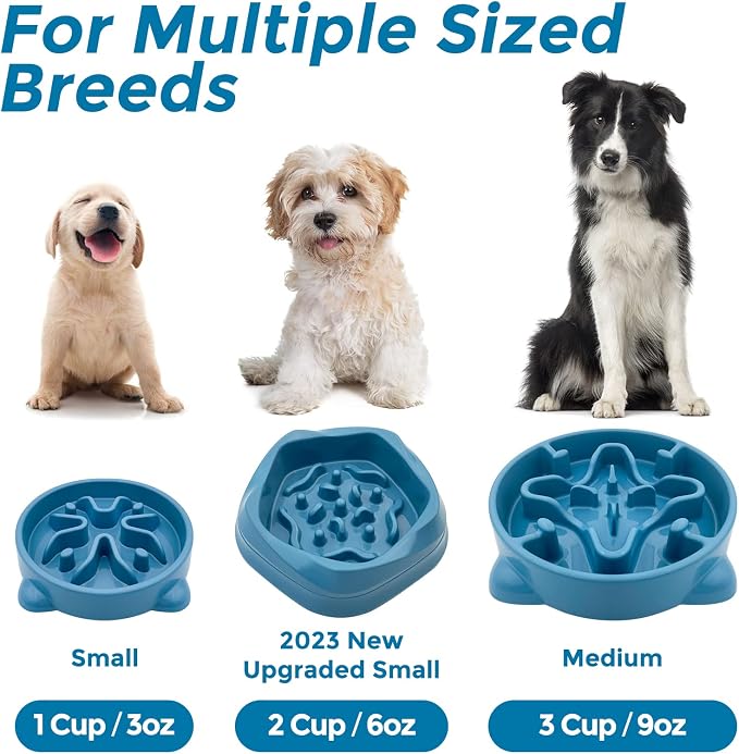 VANNON Slow Feeder Dog Bowls Non Slip Puppy Bowl Durable Dog Puzzle Feeder Bloat Stop Food Bowls for Puppy and Small Dogs, BPA Free, 2 Cups, Blue