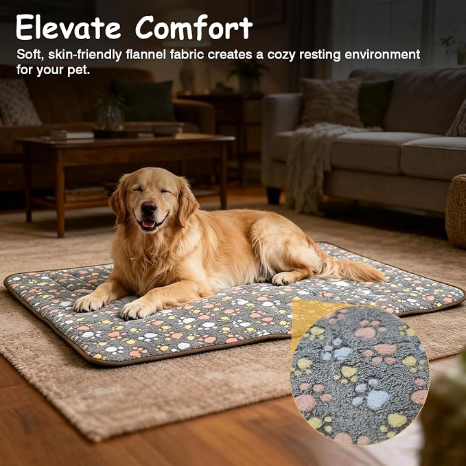48" Airy Dog Crate Mat, Machine Washable Soft Kennel Pad for Large Breeds