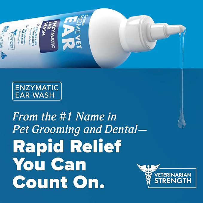 TropiClean HomeVet Enzymatic Dog Ear Cleaner, Vet Recommended, 2oz
