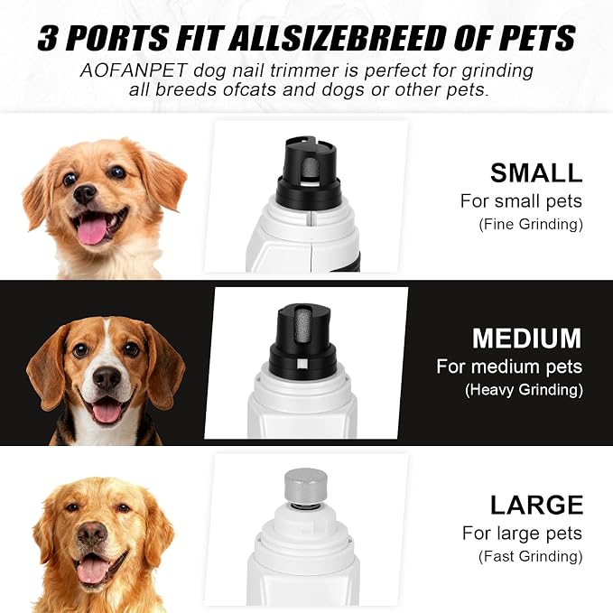 Quiet Dog Nail Grinder,2026 New Updated Quiet Electric 2-Speed Professional Pet Nail Grinder with Quick Sensor, Rechargeable Painless Trimmer for Large to Small Dogs & Cats, LED Light & Guard