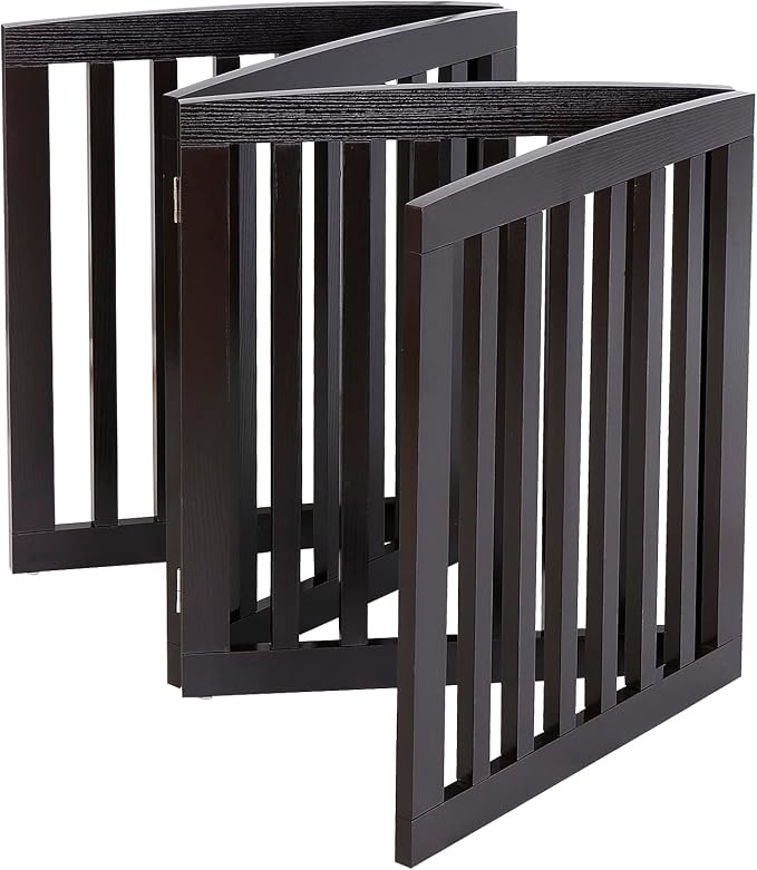 ZENY Freestanding Pet Gate for Dogs - 4 Panels Indoor Foldable Dog Fence for Stairs, Hallways, or Doorways - 82x24-Inch Freestanding Dog Gates, Brown