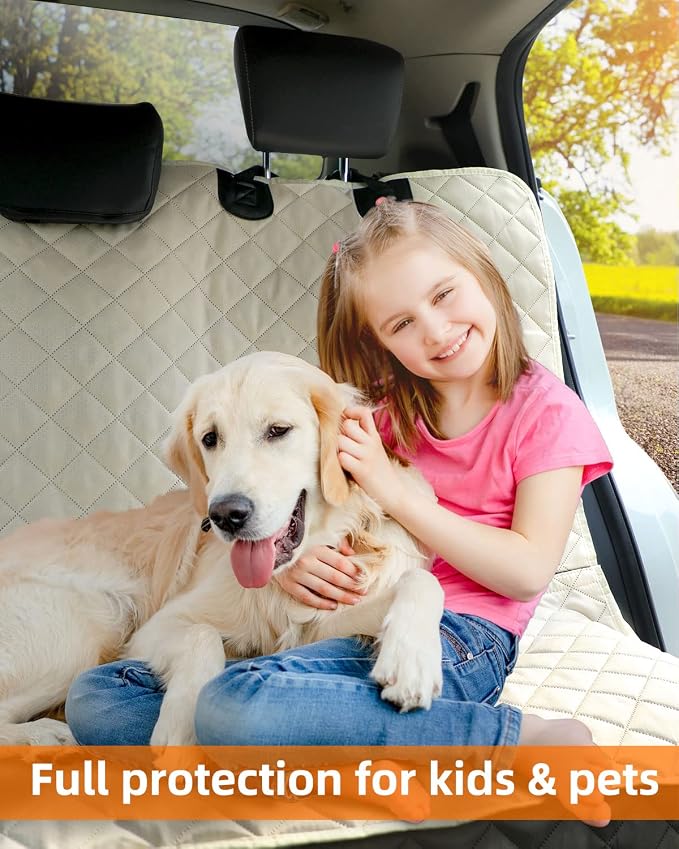 PETICON Waterproof Scratchproof Pet Bench Seat Covers for Cars, SUVs, Nonslip Durable Back Seat Cover for Dogs, 600D Oxford Fabric, Machine Washable
