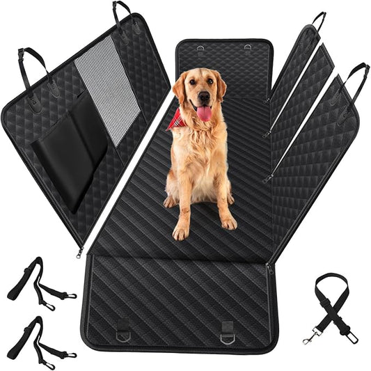 Vailge 100% Waterproof Convertible Dog Car Seat Covers,100% Waterproof Dog Seat Cover with Mesh Window, Heavy Duty seat Cover for Dogs, Dog car Hammock Pet Seat Cover for Cars Trucks suvs,Black,Large