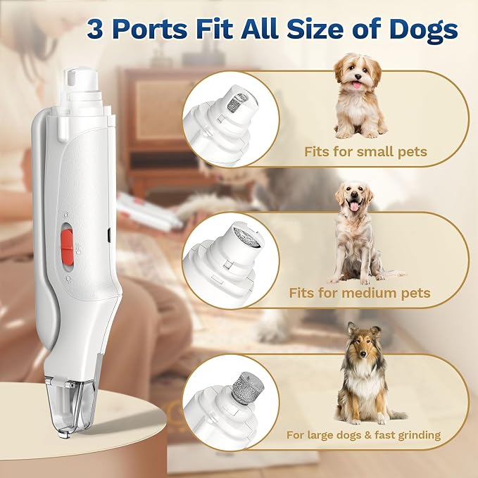 2-in-1 Dog & Cat Nail Clippers and Grinder with Catcher & 2 LED Lights | Stainless Steel Blade, Safety Guard, Type-C Rechargeable Low-Noise Grinder for Small, Medium & Large Pets