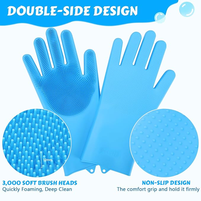 Pecute Silicone Pet Grooming Gloves for Washing Cats Dogs Bath Brush (Pack of 2)