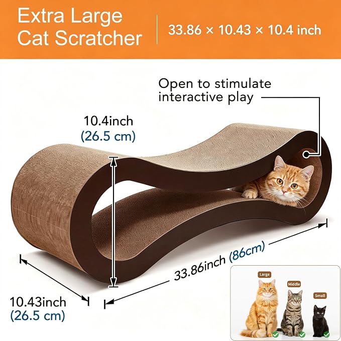 FluffyDream Cat Scratcher Cardboard, Scratching Pad House Bed Furniture Protector, Infinity Shape, Curved