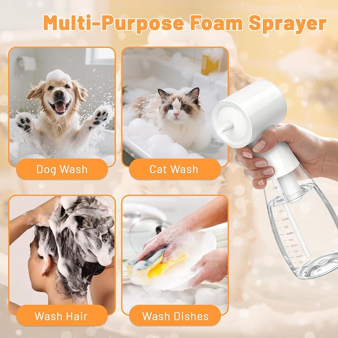 650ml Electric Dog Foam Sprayer for Small and Medium Pets | 650ml large capacity,electric foaming,rich dense foam,shampoo dispenser,for small and medium dogs and cats,easy pet bathing