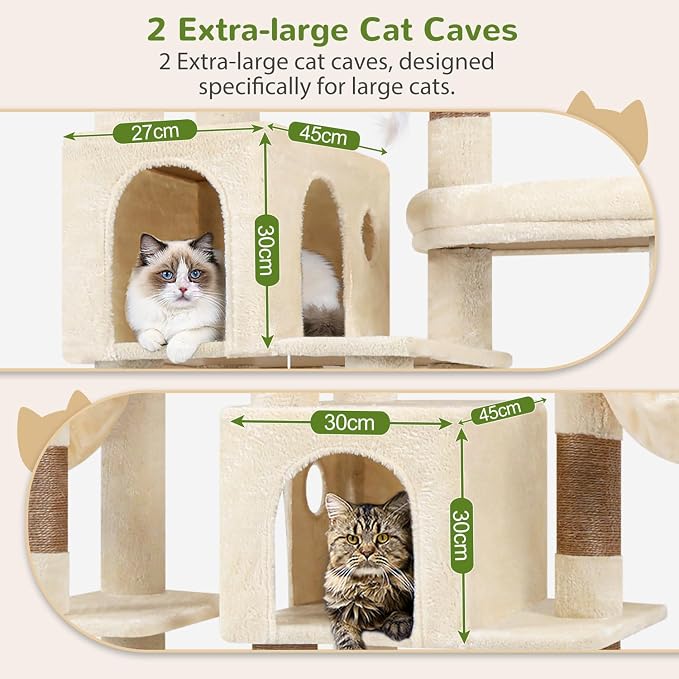 Globlazer 74in Large Sturdy Cat Tree for Large Cats, F74F, Dark Grey | Tall Maine Coon Cat Tower for Indoor Cats Large Adult with 8 Scratching Posts, 2 Spacious Cat Condos, 3 Perches
