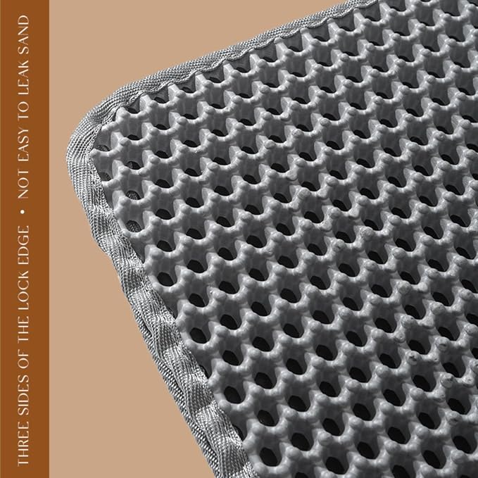 Honeycomb Double Layer Cat Litter Mat, Gray, 36 x 24 Inch, 1 Pack | Soft EVA Material, Non-Slip Backing, Urine & Water Resistant, Scatter Control, Washable & Durable, Ideal for Indoor Cats