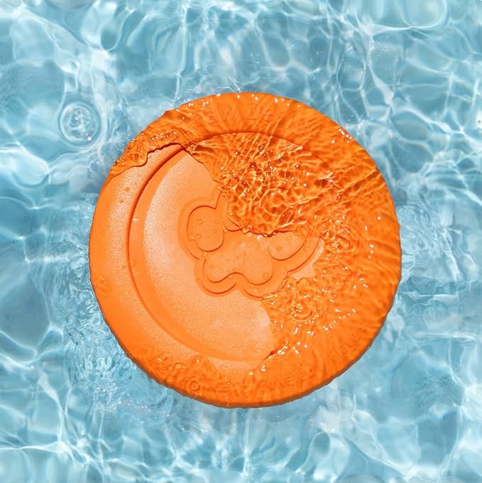West Paw Zogoflex Zisc Dog Flying Disc, High Flying Aerodynamic Disc for Dogs Puppy – Lightweight, Floatable Disc for Fetch, Tug of War, Catch, Play – Doubles as Food/Water Bowl, Large 8.5", Tangerine