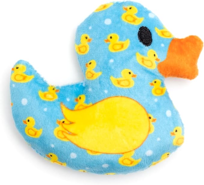 The Worthy Dog Rubber Duck Plush Cat Toy – Soft Crinkle Catnip Toy with Organic Catnip for Interactive Play, Safe Non-Toxic Materials - Blue, One Size