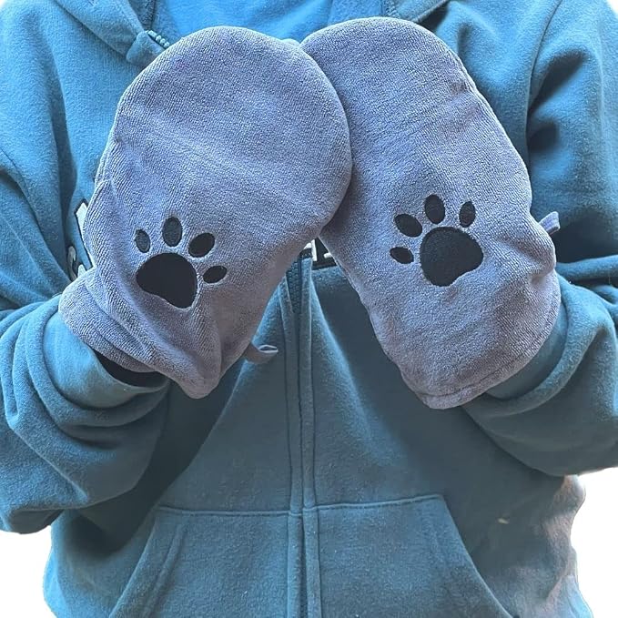 Penny & Niko Microfiber Pet Towel Mitts - Paw Cleaning and Drying Mitts/Gloves for Dogs and Cats (Gray, Standard - 4 Pack)