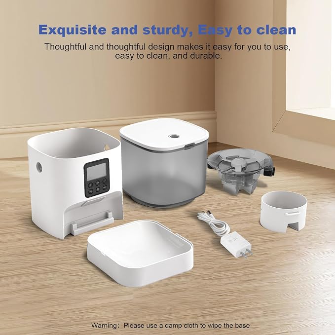 ANDOLL HOME Automatic Cat Feeder, 4L Cat Food Dispenser with 10s Voice Recorder, Pet Feeder up to 8 Meals per Day, Timed Dog Feeder with Dry Food Sealed Ring