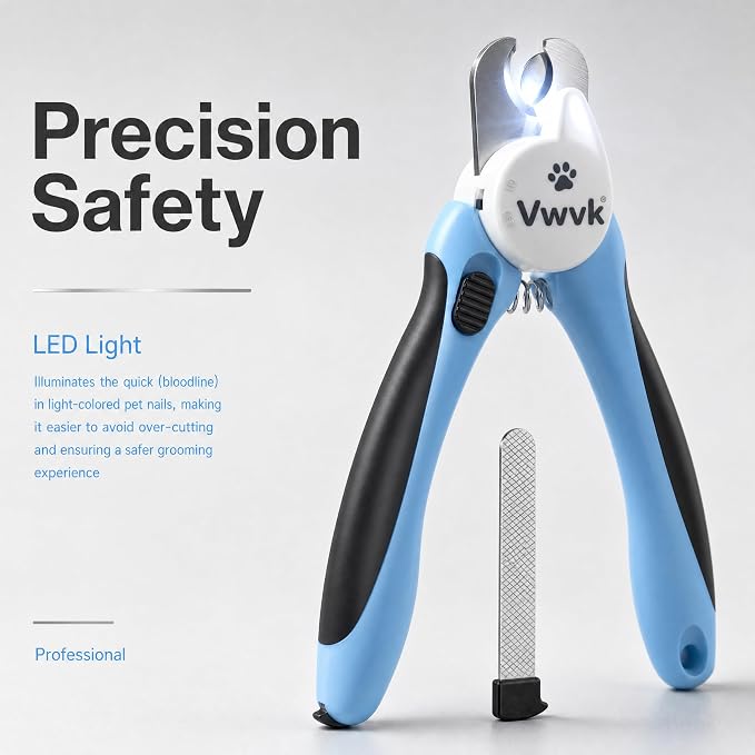Dog Nail Clippers with Light, Professional Toenail Clippers for Thick Toenails, LED Illuminated Pet Nail Trimmer to See Bloodline, Safety Guard & Blade Lock, for Dogs & Cats