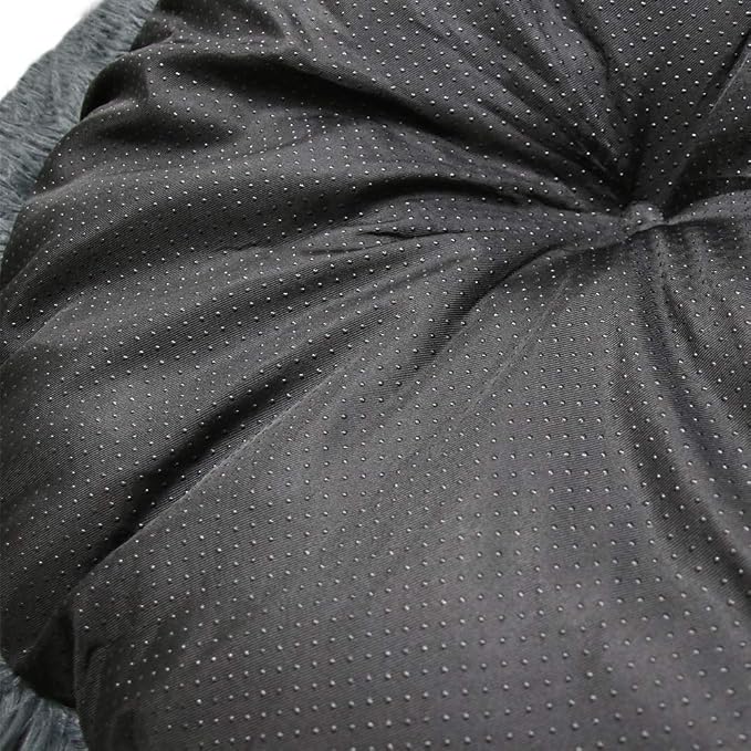 Faux Fur Dog Bed Cat Bed,Shag Round Anti-Anxiety Pet Calming Bed Doughnut Cuddler for Medium Large Puppy Dog Cat Kennel Cushion Self Warming Bed (28'' D x 8'' H, Dark Grey)