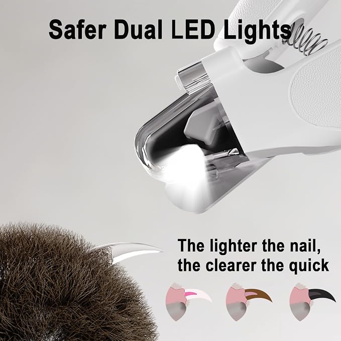2-in-1 Dog Nail Clippers and Grinder with Dual LED Lights, Quiet Rechargeable Pet Nail Trimmer with Clipping Catcher, Safety Lock and Battery Display for Small, Medium and Large dogs and cats