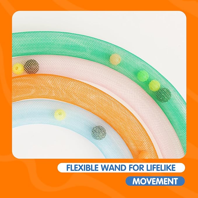 Cat Feather Toys 4 Pack for Indoor Cats – Interactive Cat Teaser Toys with Bell, Pom-Pom & Flexible Snake Tube, Fun Kitten Toys for Hunting, Chasing & Exercise