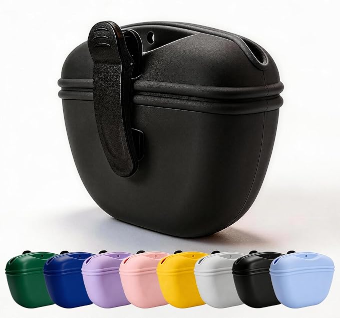 Dog Treat Pouch for Training, Silicone Dog Treat Bag with Strong Clip, Hands-Free Puppy Training Treat Holder, Portable Pet Snack Pouch for Walking, Agility, Obedience Training & Outdoor Use