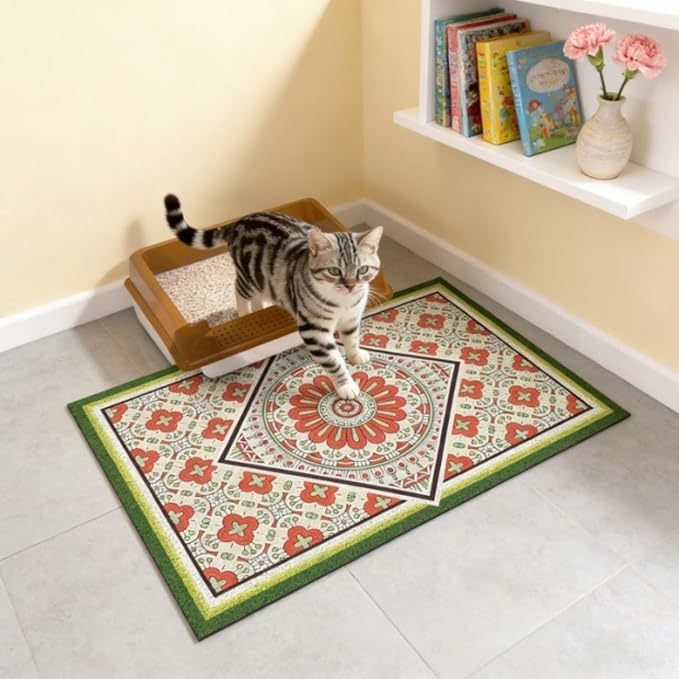 Extra Large Cat Litter Mat 30"x24",Heavy-Duty Litter Rug Catcher with Deep Textured Surface,Non-Slip Kitty Litter Mat Waterproof & Easy Clean, Ideal for Multiple Cats