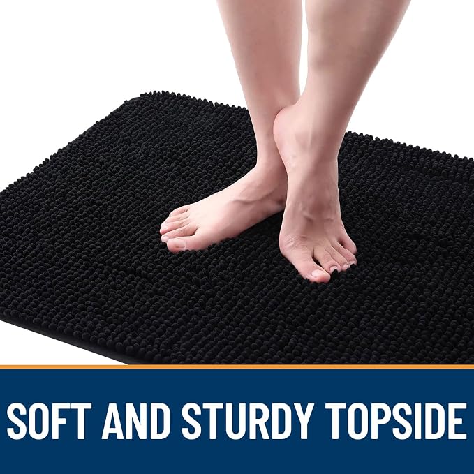 OLANLY Dog Door Mat for Muddy Paws 54x32, Super Absorbent Chenille Mud Mat | Black, Absorbs Moisture and Dirt, Non-Slip Machine Washable Doormat, Quick-Drying Indoor Entryway Floor Carpet for Dogs