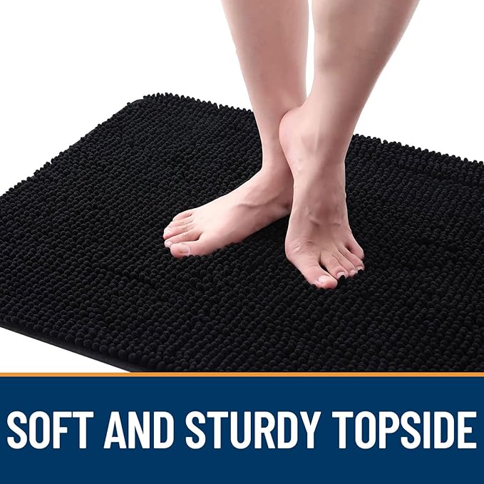 OLANLY Dog Door Mat for Muddy Paws 59x35, Super Absorbent Chenille Mud Mat | Black, Absorbs Moisture and Dirt, Non-Slip Machine Washable Doormat, Quick-Drying Indoor Entryway Floor Carpet for Dogs