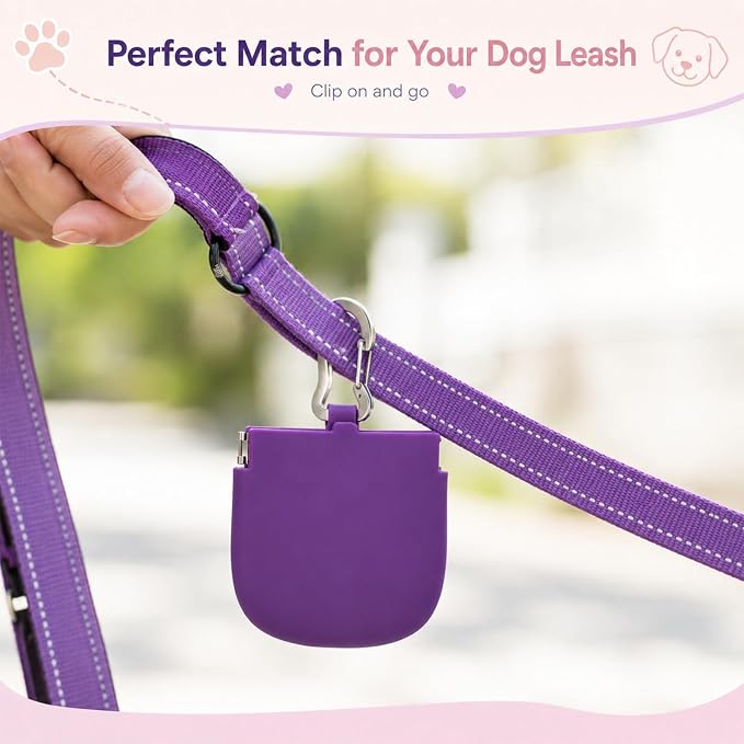 YUXIANLB Silicone Dog Treat Pouch One-Hand, Clip on Portable Small Pocket Size Convenient Training Bag Container Enhanced Stability with Pull Tab Auto Closing Lid for Easy Pet Training Walking