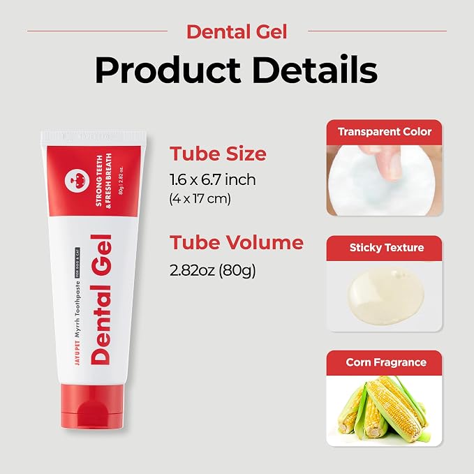 JAYU PET Dental Gel - Dog Cat Toothpaste, Removing Plaque and Tartar, Teeth Cleaning & Breath Freshener, Puppy Kitten Dental Care with Vet Approved (2.8 Ounce)