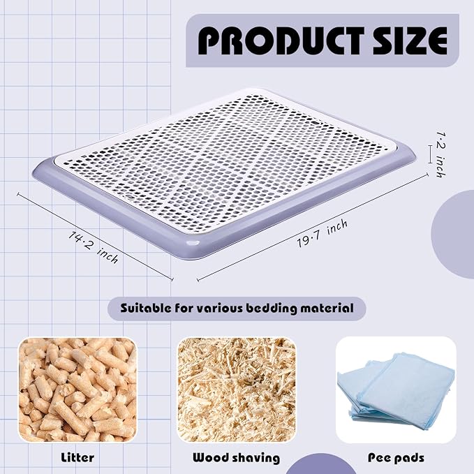 Mifoci 2 Pcs Dog Potty Tray Mesh Puppy Training Pad Holder Floor Protection Portable Pee Pad Pet Toilet Training Tray Litter Box Corner for Medium and Large Dogs (19.7 x 14.2 Inch,Gray)