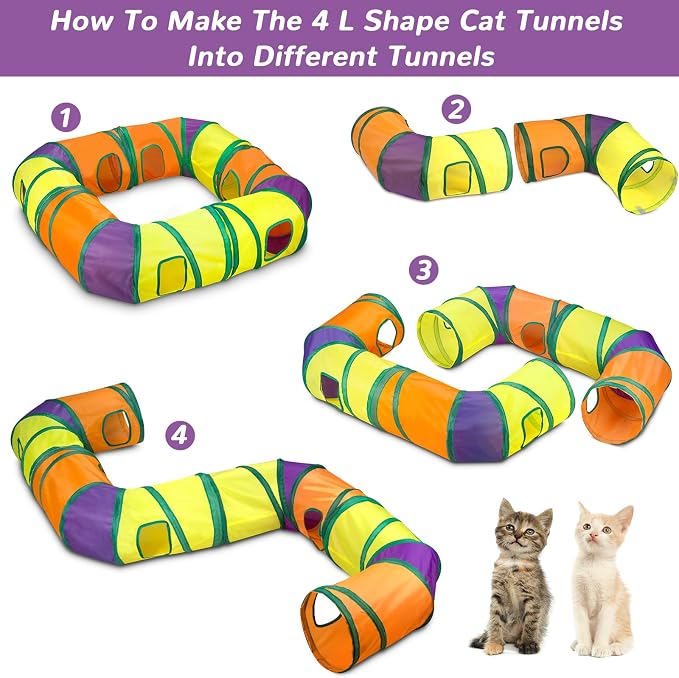 Retro Shaw Interactive Cat Toys Packs, 25Pcs | 4Pcs Collapsible Tunnel, 21Pcs Kitten Toys Bundle
