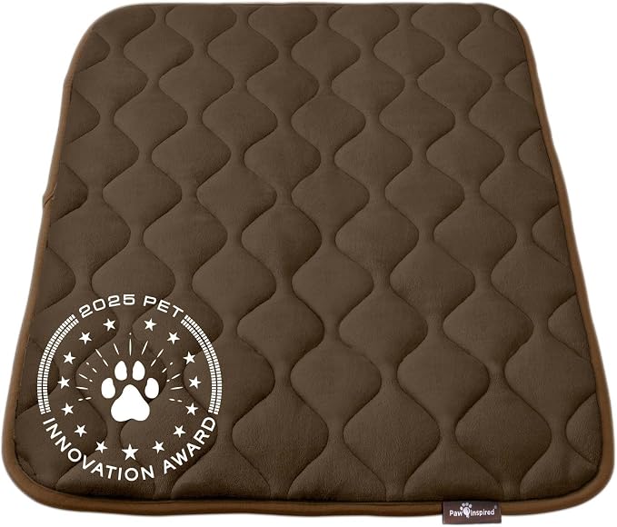 Paw Inspired Washable Padded Crate Mats for Dogs, Dark Brown, 35x22 Inch | Fits 36-inch Kennels, Leakproof, Waterproof Bottom, Plush Dog Pad, Pet Bed