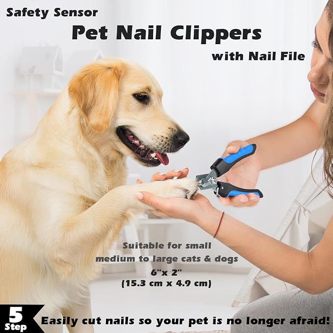 Professional 7 in 1 Pet Grooming kit I Dog Brush & Cat Brush I Dog&Cat Comb I Dog&Cat Nail Clipper/Trimmers with Nail File I Dog Bath Brush I Dog&Cat Flea Comb I Pet Supplies(Deep Blue)