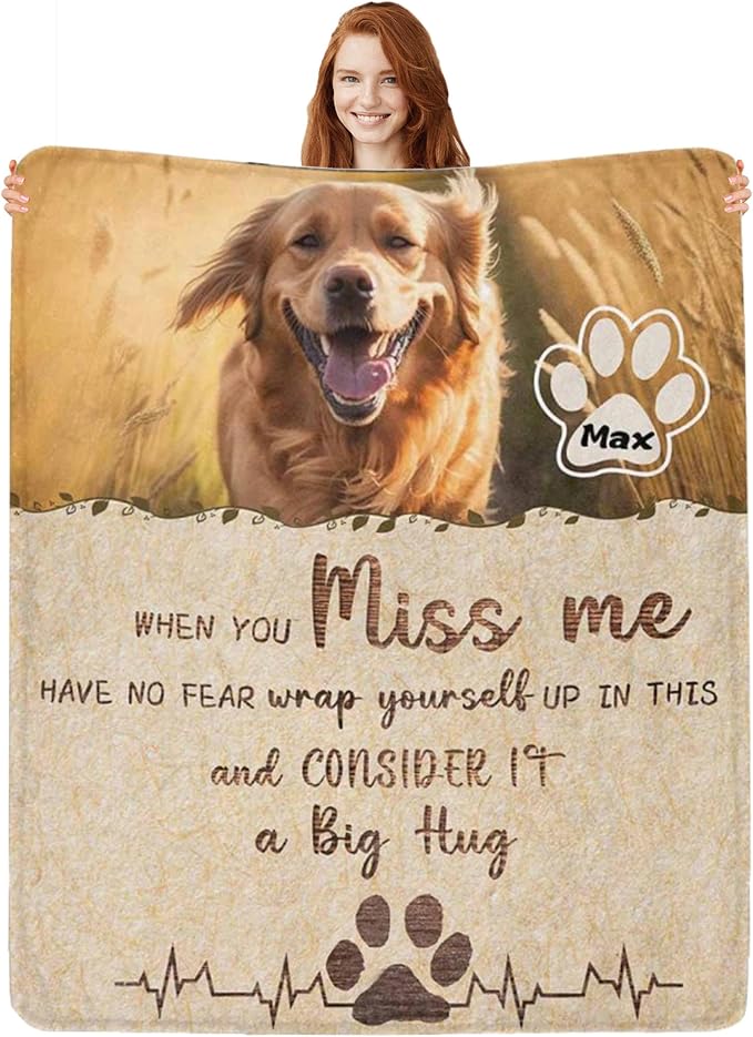 Personalized Dog Blankets with Photos Custom Dog Blanket with Pictures - Customized Pet Memorial Blanket Gifts for Loss of Dog, Loss of Pet Remembrance Gift, in Loving Memory Blanket for Dog Lover X