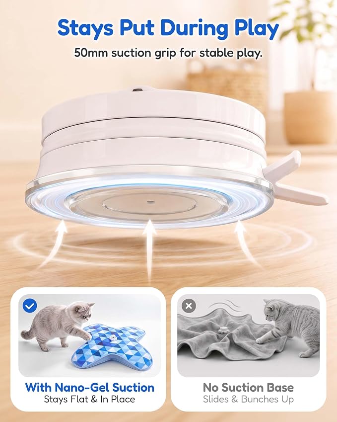 PetBusy [Baby Grade Automatic Hide &Seek Interactive Cat Toys for Indoor Cats,[Week-Long Big Battery] Rechargeable Smart Touch-Activated Kitten Toy with Moving Rainbow Tail for Bored Adult Cats, Blue
