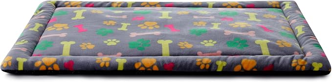 Allisandro Lightweight Waterproof Dog Bed Pad, 1.5" Thick Travel Mat for Crates, Kennels & Elevated Beds, Washable Non-Slip Sleeping Mat for Small to Large Dogs, 24 x 18 Inches, Vivid Bone