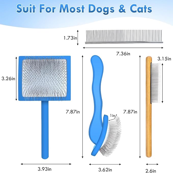 Wooden Long Pin Slicker Brush for Large Dog, Poodles & Doodles Long Hair | Grooming, Fluff & Detangle Heavy Dense Wavy Curly Coats to Easily Prevent Severe Hair Matting During Shedding Seasons