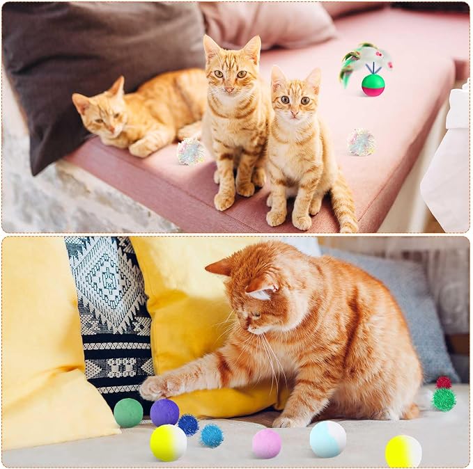 Shappy 150 Pcs Cat Toys for Indoor Cats Bulk, Kitten Toys Pack, Variety Interactive Gift Including Mice Interactive Silent Ball Spring Crinkle Balls Gift for Kitty Kitten Cat