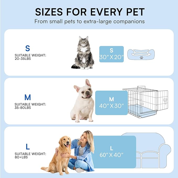 LINENLUX Dog Cooling Mat Q-Max > 0.5 Self Cooling Pad Non-Slip Breathable Pet Mat Washable Cooling Bed for Floor Crate Light Grey 30x40 inches