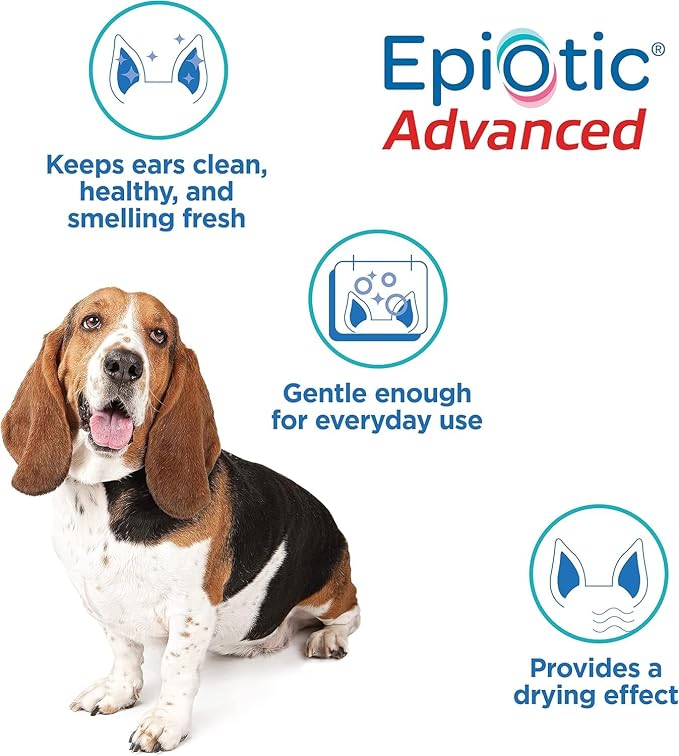Epiotic Advanced Ear Cleanser|Gentle Ear Cleanser for Dogs and Cats | Neutral pH routine dog ear wash and cat ear cleaner dries wet ears, cleanses wax & debris to smell fresh and clean