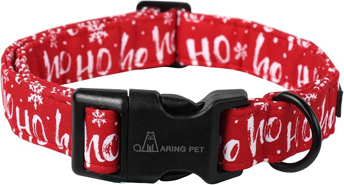ARING PET Christmas Dog Collar, Cute Red Snowflakes Adjustable Cotton Xmas Pet Collars for Puppy Small Medium Large Boy Girl Dogs-L